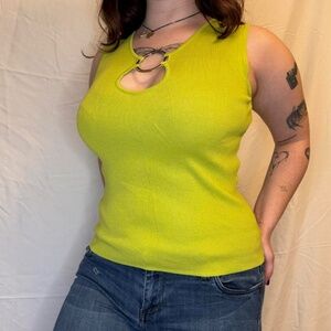 90s Lime Green "O" Ring Top